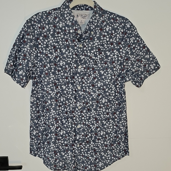 Men's Original Penguin Floral Short Sleeve Button Shirt Sz Med - Picture 1 of 5